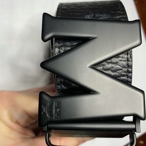Black on white MCM belt
